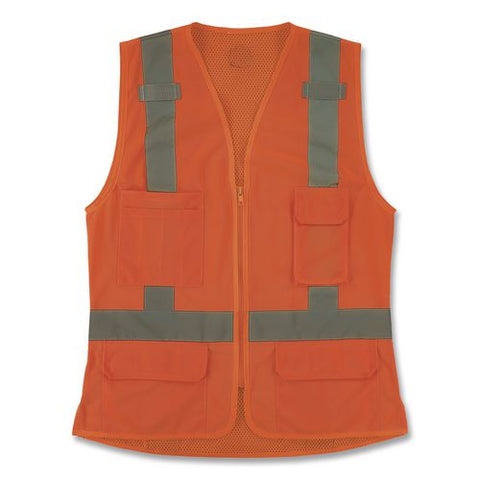 Glowear 8247zw-s Class 2 Women's Hi-vis Surveyor Vest With Zipper, Polyester, Large, Orange