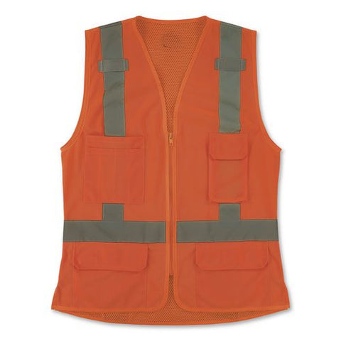 Glowear 8247zw-s Class 2 Women's Hi-vis Surveyor Vest With Zipper, Polyester, 3x-large, Orange