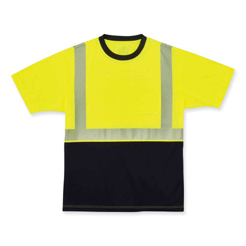 Glowear 8280bk Class 2 Performance T-shirt With Black Bottom, Polyester, X-large, Lime