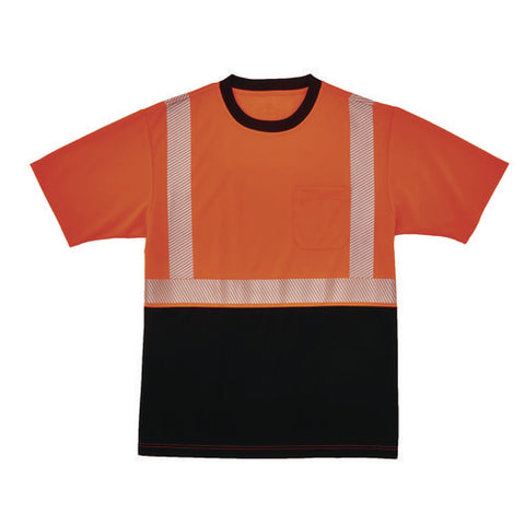 Glowear 8280bk Class 2 Performance T-shirt With Black Bottom, Xx-small, Orange