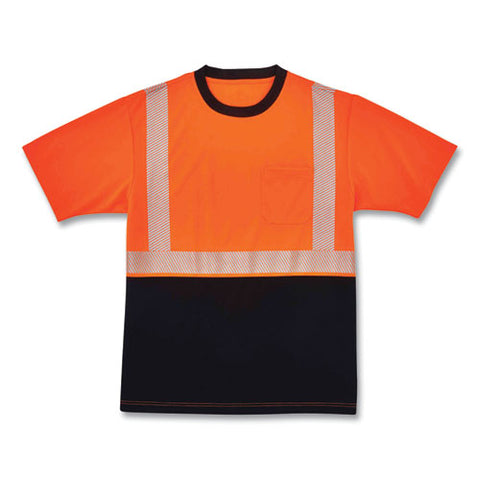 Glowear 8280bk Class 2 Performance T-shirt With Black Bottom, Polyester, 4x-large, Orange