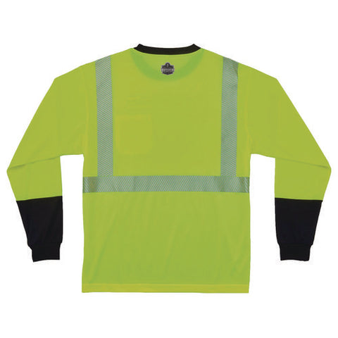 Glowear 8281bk Class 2 Long Sleeve Shirt With Black Bottom, Large Long, Lime