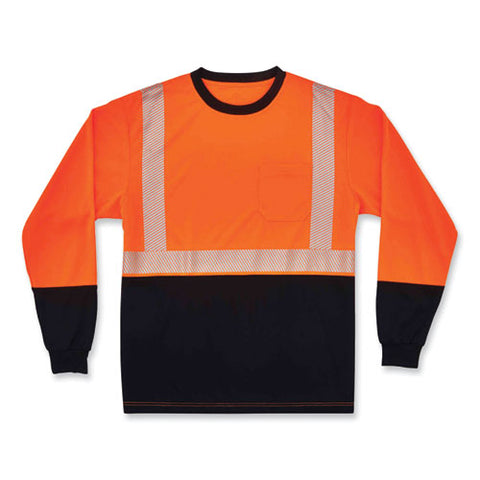 Glowear 8281bk Class 2 Long Sleeve Shirt With Black Bottom, Polyester, Medium, Orange