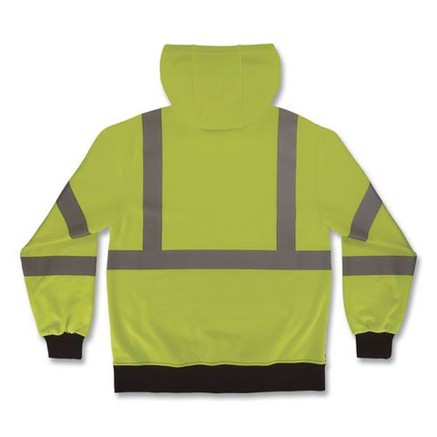 Glowear 8311bk Class 3 Essential Hi-vis Hooded Sweatshirt With Black Bottom, Medium, Lime