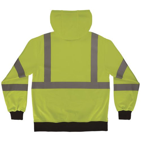 Glowear 8311bk Class 3 Essential Hi-vis Hooded Sweatshirt With Black Bottom, Large, Lime