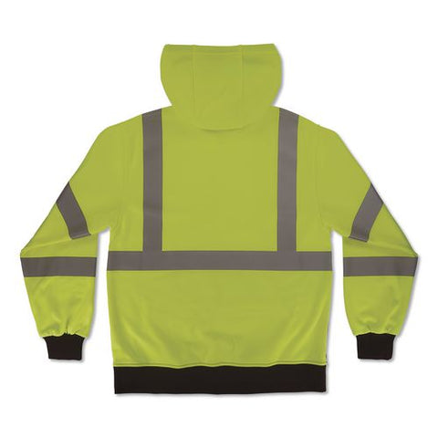 Glowear 8311bk Class 3 Essential Hi-vis Hooded Sweatshirt With Black Bottom, X-large, Lime