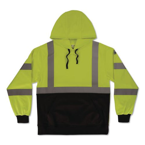 Glowear 8311bk Class 3 Essential Hi-vis Hooded Sweatshirt With Black Bottom, 3x-large, Lime