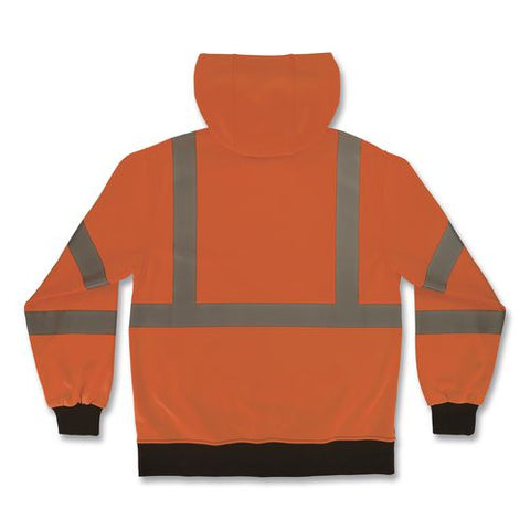 Glowear 8311bk Class 3 Essential Hi-vis Hooded Sweatshirt With Black Bottom, Medium, Orange