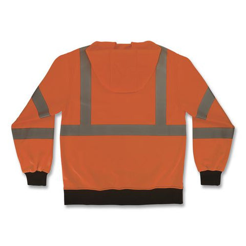 Glowear 8311bk Class 3 Essential Hi-vis Hooded Sweatshirt With Black Bottom, Medium, Orange