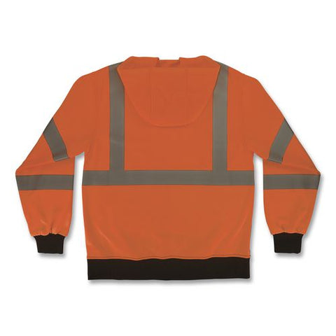 Glowear 8311bk Class 3 Essential Hi-vis Hooded Sweatshirt With Black Bottom, Large, Orange