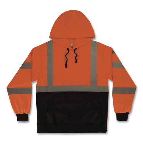 Glowear 8311bk Class 3 Essential Hi-vis Hooded Sweatshirt With Black Bottom, 4x-large, Orange