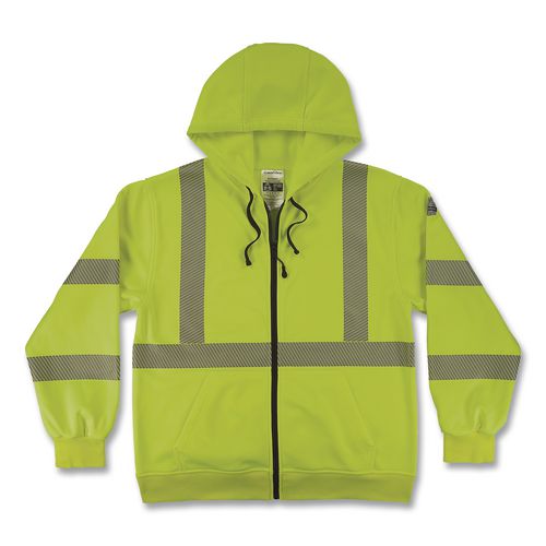 Glowear 8305w Class 3 Women's Performance Hi-vis Hooded Zip-up Sweatshirt, Small, Lime