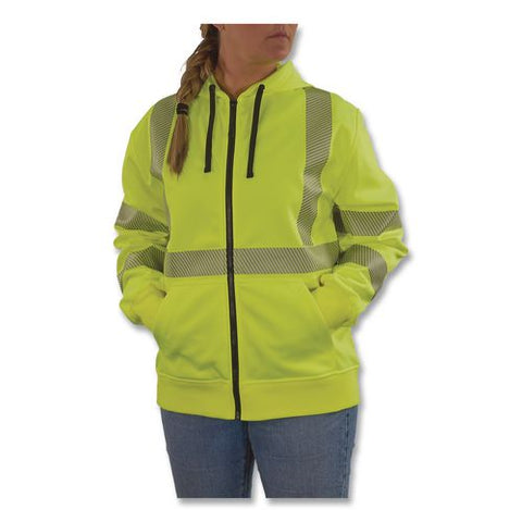 Glowear 8305w Class 3 Women's Performance Hi-vis Hooded Zip-up Sweatshirt, Medium, Lime