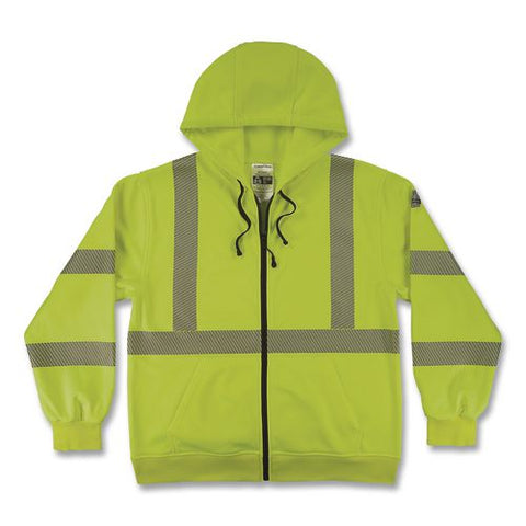 Glowear 8305w Class 3 Women's Performance Hi-vis Hooded Zip-up Sweatshirt, Medium, Lime