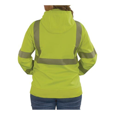 Glowear 8305w Class 3 Women's Performance Hi-vis Hooded Zip-up Sweatshirt, Large, Lime