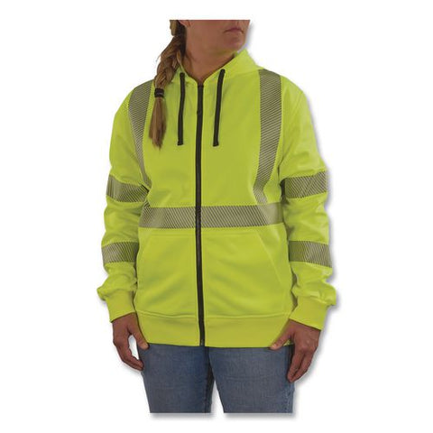 Glowear 8305w Class 3 Women's Performance Hi-vis Hooded Zip-up Sweatshirt, X-large, Lime