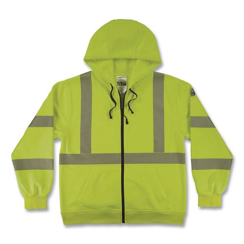 Glowear 8305w Class 3 Women's Performance Hi-vis Hooded Zip-up Sweatshirt, 2x-large, Lime