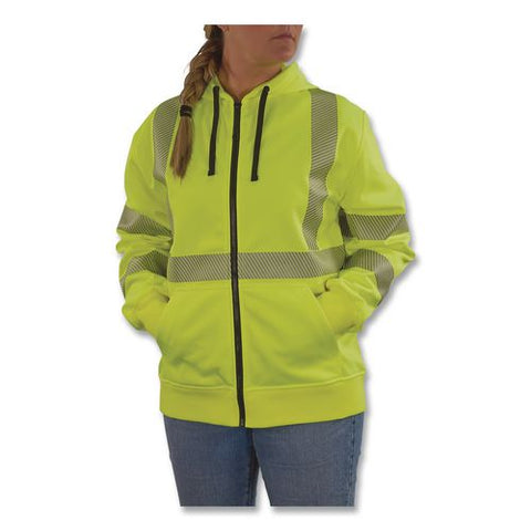 Glowear 8305w Class 3 Women's Performance Hi-vis Hooded Zip-up Sweatshirt, 2x-large, Lime