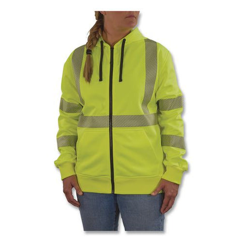 Glowear 8305w Class 3 Women's Performance Hi-vis Hooded Zip-up Sweatshirt, 2x-large, Lime