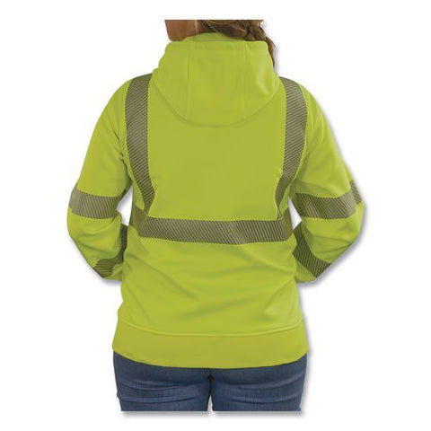 Glowear 8305w Class 3 Women's Performance Hi-vis Hooded Zip-up Sweatshirt, 2x-large, Lime