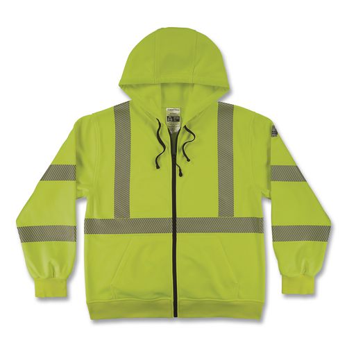 Glowear 8305w Class 3 Women's Performance Hi-vis Hooded Zip-up Sweatshirt, 3x-large, Lime