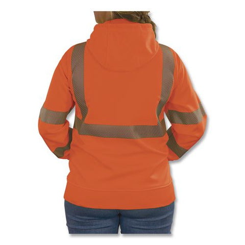 Glowear 8305w Class 3 Women's Performance Hi-vis Hooded Zip-up Sweatshirt, Small, Orange