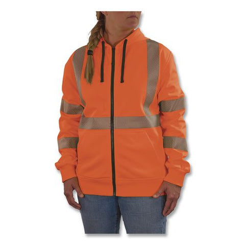 Glowear 8305w Class 3 Women's Performance Hi-vis Hooded Zip-up Sweatshirt, 2x-large, Orange