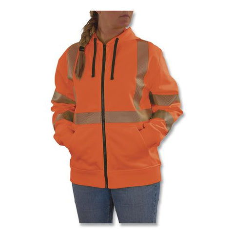 Glowear 8305w Class 3 Women's Performance Hi-vis Hooded Zip-up Sweatshirt, 2x-large, Orange
