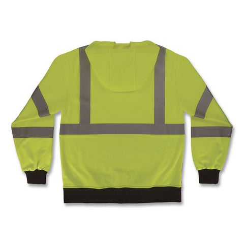 Glowear 8312bk Class 3 Essential Hi-vis Hooded Zip-up Sweatshirt With Black Bottom, Large, Lime