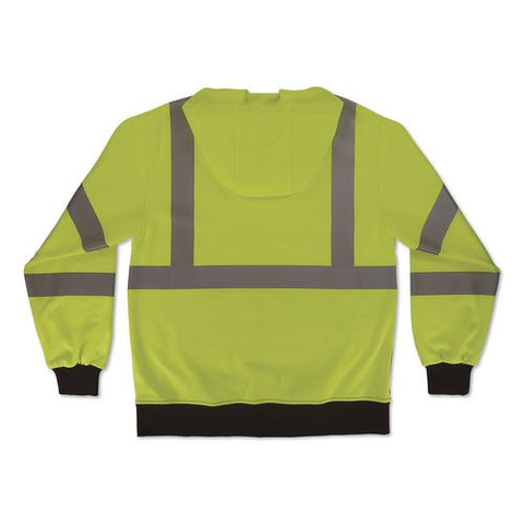 Glowear 8312bk Class 3 Essential Hi-vis Hooded Zip-up Sweatshirt With Black Bottom, 3x-large, Lime