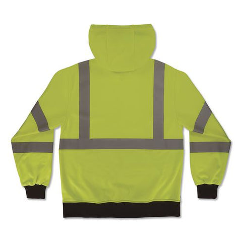 Glowear 8312bk Class 3 Essential Hi-vis Hooded Zip-up Sweatshirt With Black Bottom, 3x-large, Lime