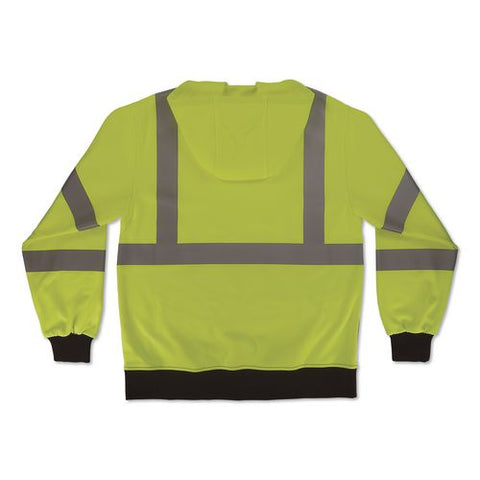Glowear 8312bk Class 3 Essential Hi-vis Hooded Zip-up Sweatshirt With Black Bottom, 4x-large, Lime