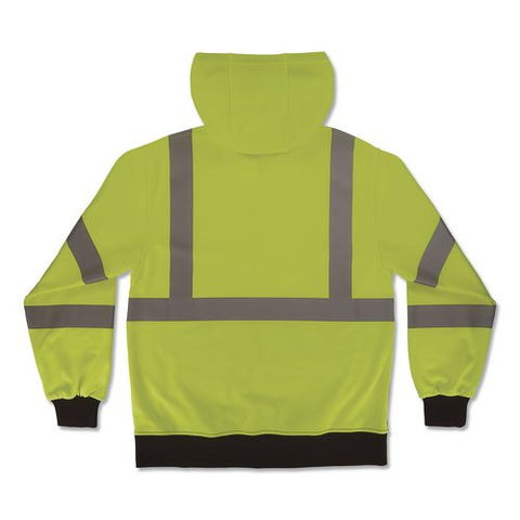Glowear 8312bk Class 3 Essential Hi-vis Hooded Zip-up Sweatshirt With Black Bottom, 5x-large, Lime