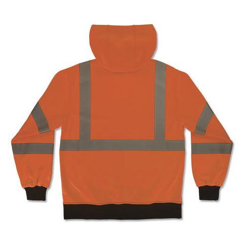 Glowear 8312bk Class 3 Essential Hi-vis Hooded Zip-up Sweatshirt With Black Bottom, X-large, Orange