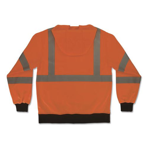 Glowear 8312bk Class 3 Essential Hi-vis Hooded Zip-up Sweatshirt With Black Bottom, X-large, Orange