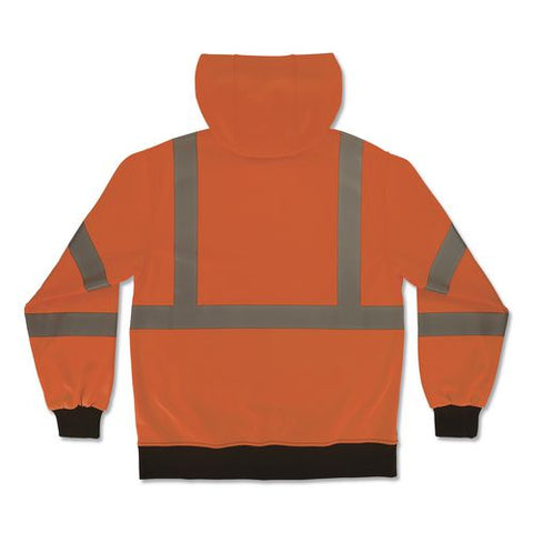 Glowear 8312bk Class 3 Essential Hi-vis Hooded Zip-up Sweatshirt With Black Bottom, 2x-large, Orange