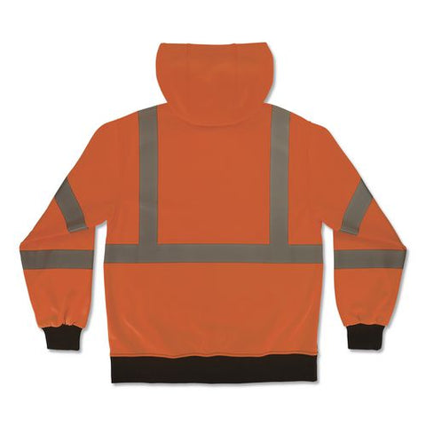 Glowear 8312bk Class 3 Essential Hi-vis Hooded Zip-up Sweatshirt With Black Bottom, 3x-large, Orange