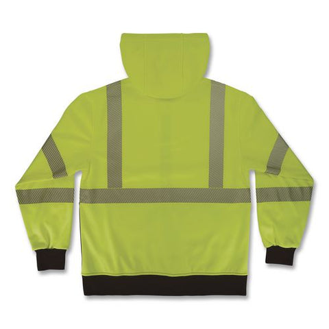 Glowear 8317bk Class 3 Performance Hi-vis Hooded Sweatshirt With Black Bottom, Medium, Lime