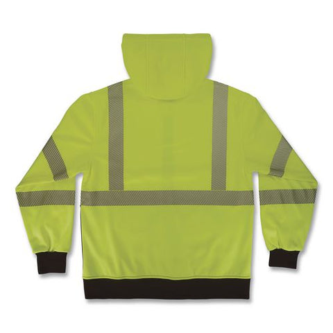 Glowear 8317bk Class 3 Performance Hi-vis Hooded Sweatshirt With Black Bottom, Large, Lime