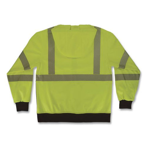 Glowear 8317bk Class 3 Performance Hi-vis Hooded Sweatshirt With Black Bottom, X-large, Lime