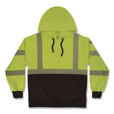 Glowear 8317bk Class 3 Performance Hi-vis Hooded Sweatshirt With Black Bottom, 2x-large, Lime