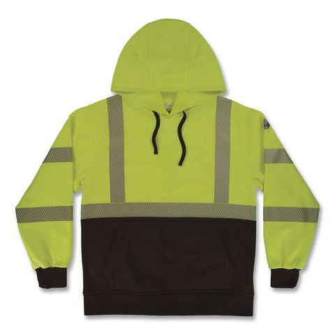 Glowear 8317bk Class 3 Performance Hi-vis Hooded Sweatshirt With Black Bottom, 3x-large, Lime