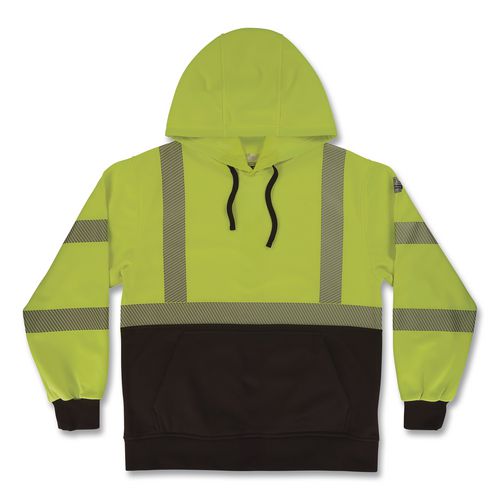 Glowear 8317bk Class 3 Performance Hi-vis Hooded Sweatshirt With Black Bottom, 4x-large, Lime
