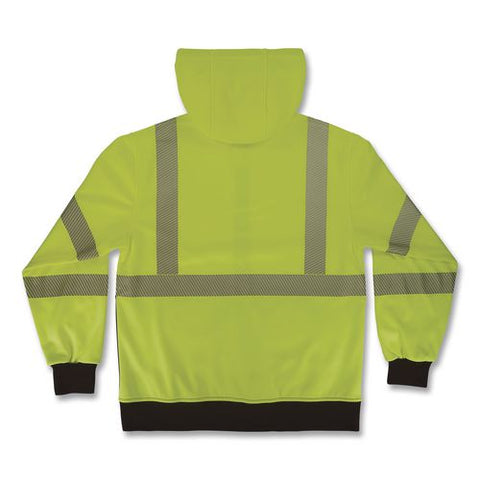 Glowear 8317bk Class 3 Performance Hi-vis Hooded Sweatshirt With Black Bottom, 4x-large, Lime