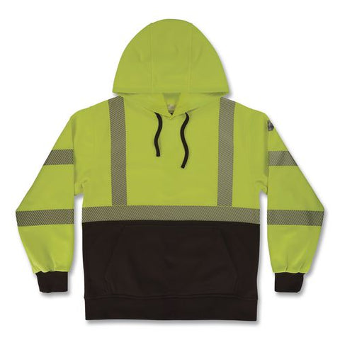 Glowear 8317bk Class 3 Performance Hi-vis Hooded Sweatshirt With Black Bottom, 4x-large, Lime