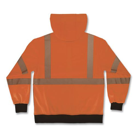 Glowear 8317bk Class 3 Performance Hi-vis Hooded Sweatshirt With Black Bottom, Medium, Orange