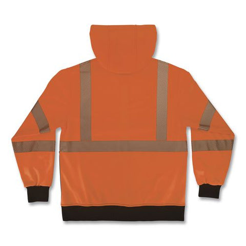 Glowear 8317bk Class 3 Performance Hi-vis Hooded Sweatshirt With Black Bottom, Large, Orange