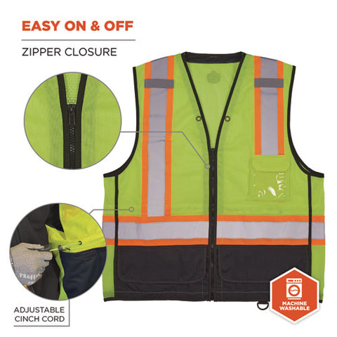 Glowear 8251hdz Class 2 Two-tone Hi-vis Safety Vest, Small To Medium, Lime