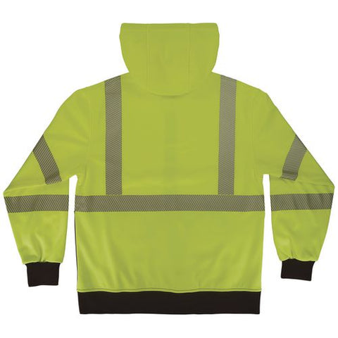 Glowear 8318bk Class 3 Performance Hi-vis Hooded Zip-up Sweatshirt With Black Bottom, 2x-large, Lime