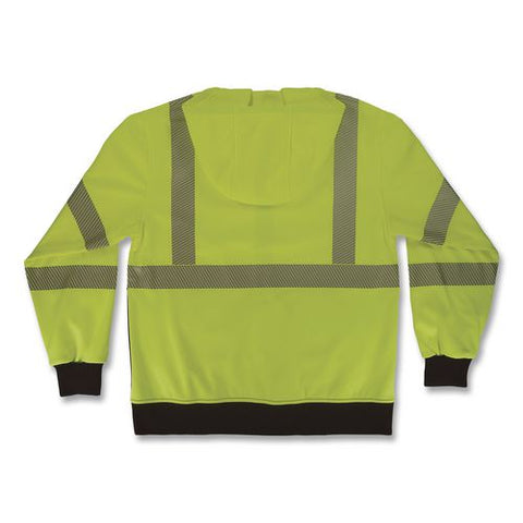 Glowear 8318bk Class 3 Performance Hi-vis Hooded Zip-up Sweatshirt With Black Bottom, 3x-large, Lime